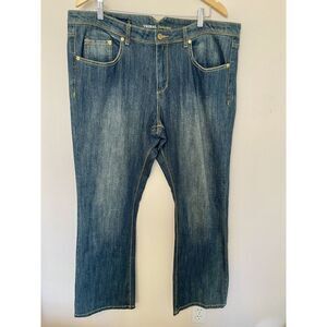 Tribal DeNIME Womens Jeans 33 16 Blue Celine Form Fit Boot Leg Stretch Dark Wash